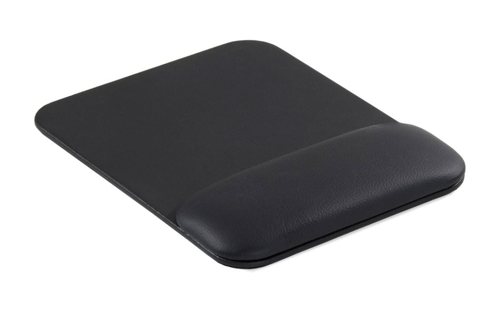 ProPad mouse pad with integrated faux leather wrist support, shown at an angle