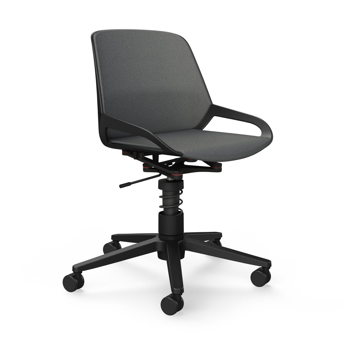 Aeris Numo Task Spring Light active chair with mottled grey upholstery and black frame