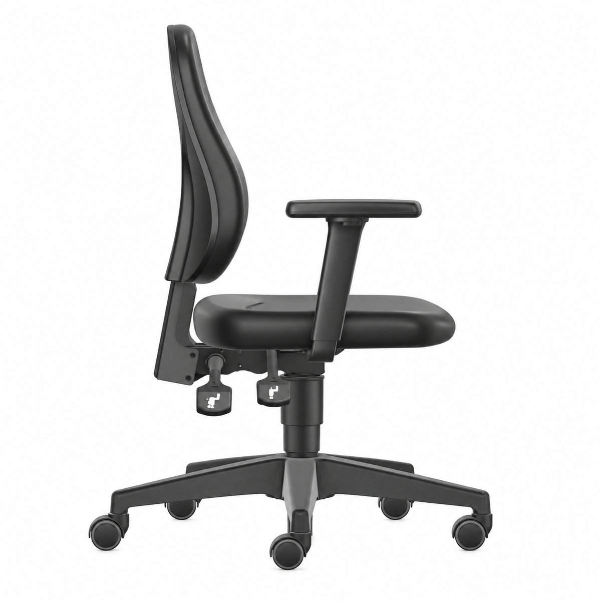 UNITEC 2 work chair, black artificial leather, 4D armrests
