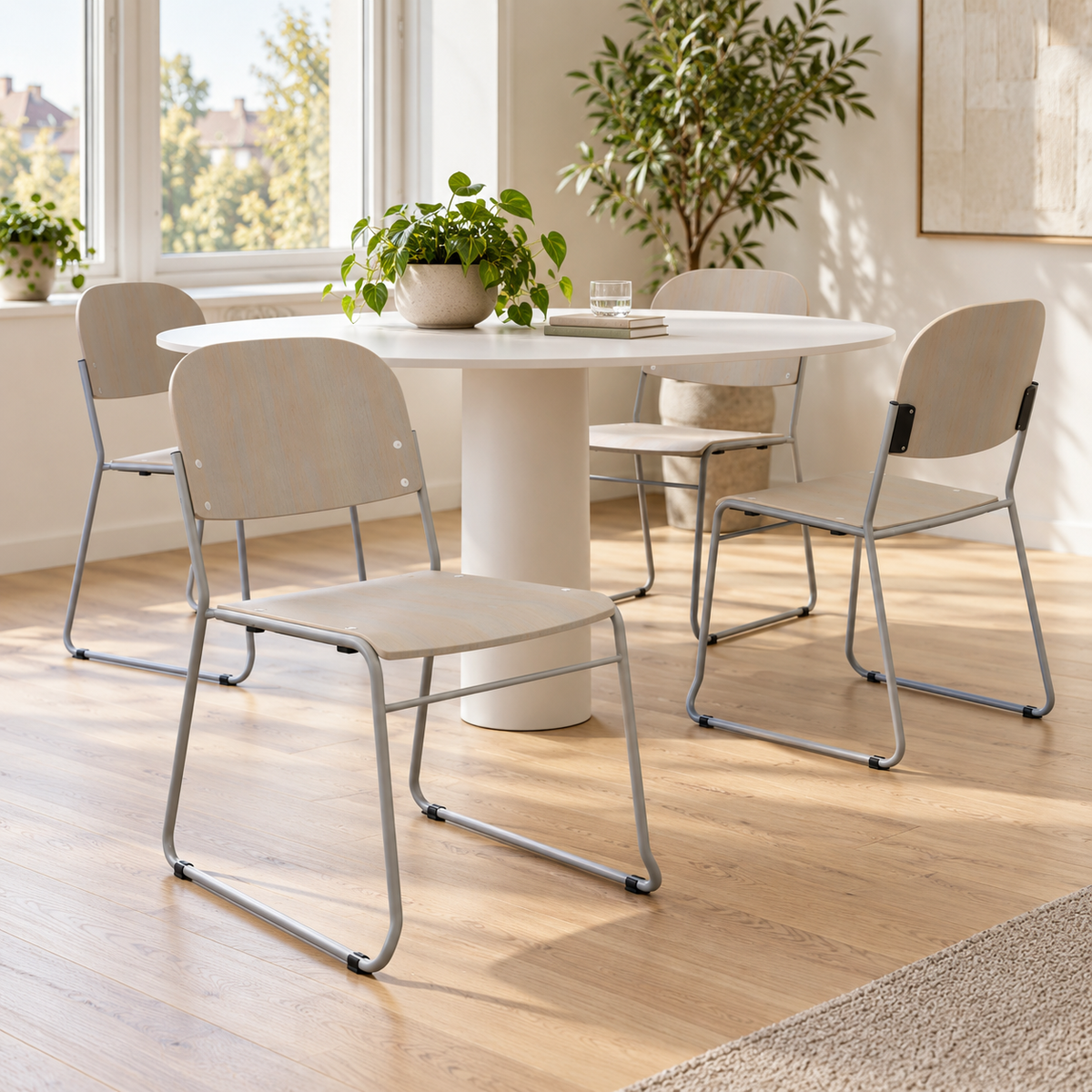 EF-Vesta visitor chair, light grey wood