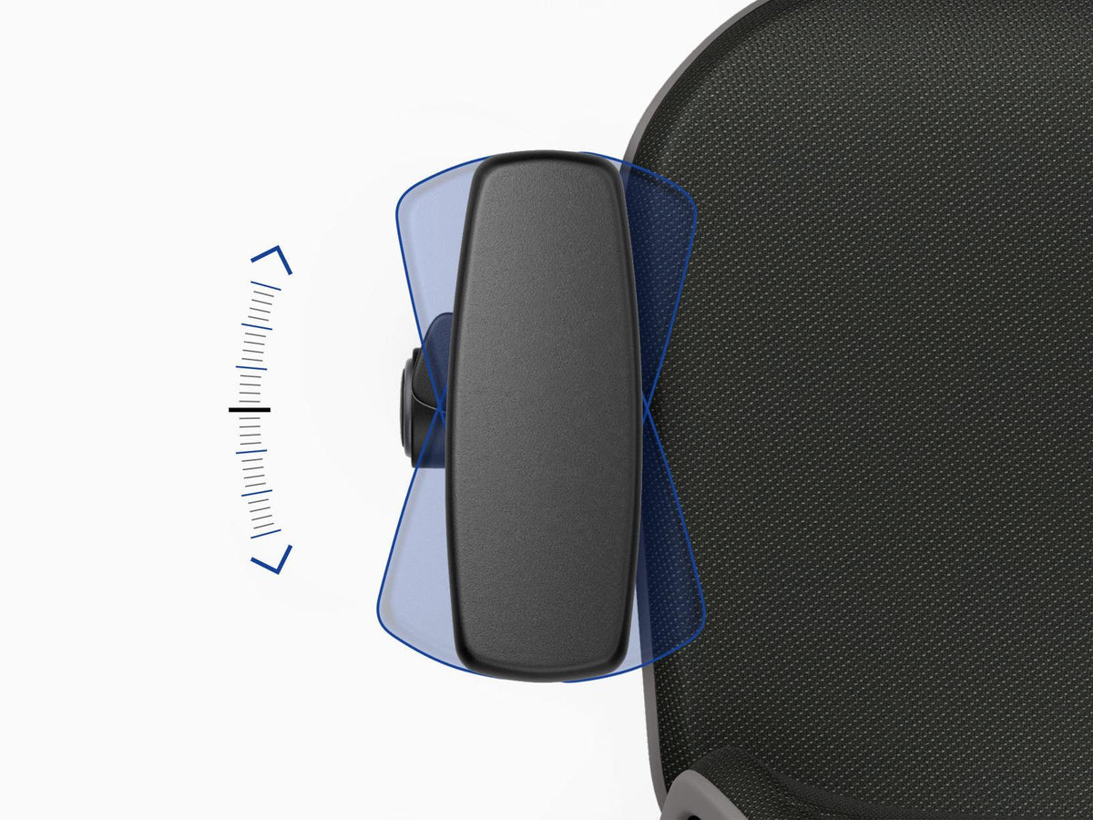 Close-up of the Neon 2 ESD chair backrest with arrows showing the tilt movement