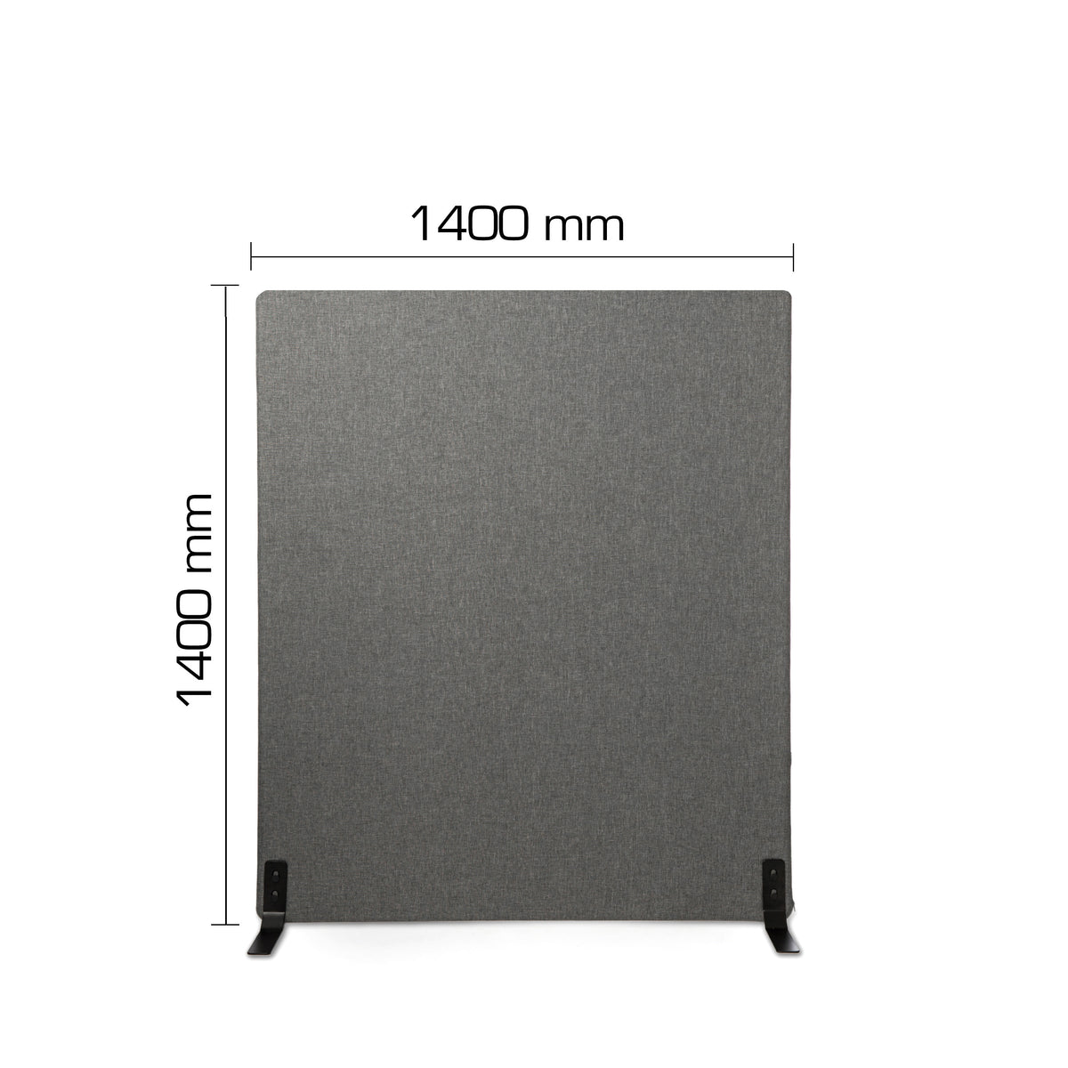 Dimension drawing of the MUTE acoustic floor screen measuring 1400 by 1400 mm