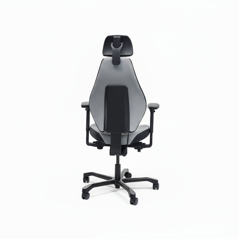 Josefin office chair viewed from the front, showing the headrest and contoured backrest