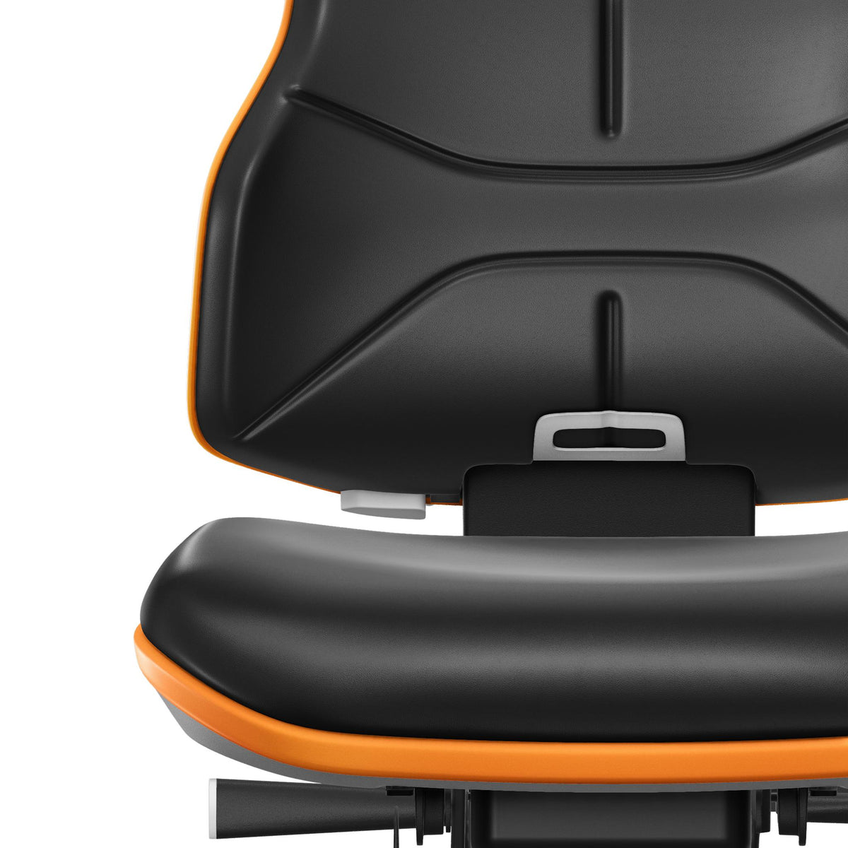 Close-up of the Neon Industrial Chair XXL seat with orange trim