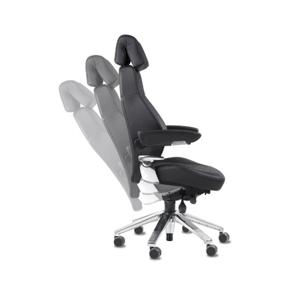 Svenstol S5 24/7 leather chair shown reclining through several positions