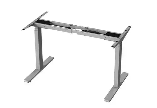 GetUpDesk Duo electric desk frame in grey, shown without a table top