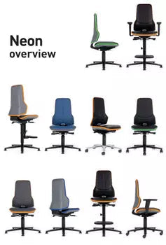 Neon overview chart showing the Neon 2 task chair variants side by side