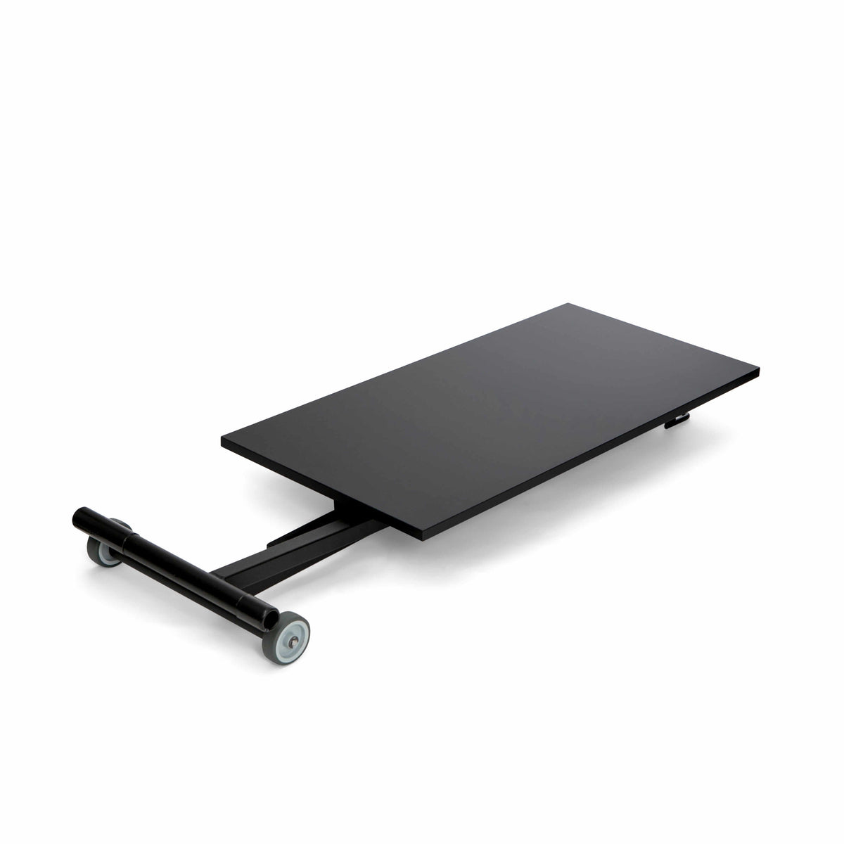 GetUpDesk Move desk folded flat, seen from above at an angle