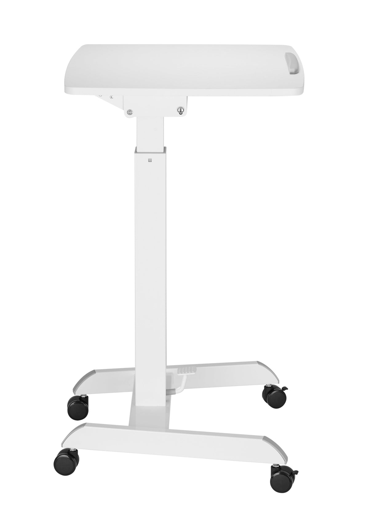 GetUpDesk Tilt adjustable desk seen from the side with the top level