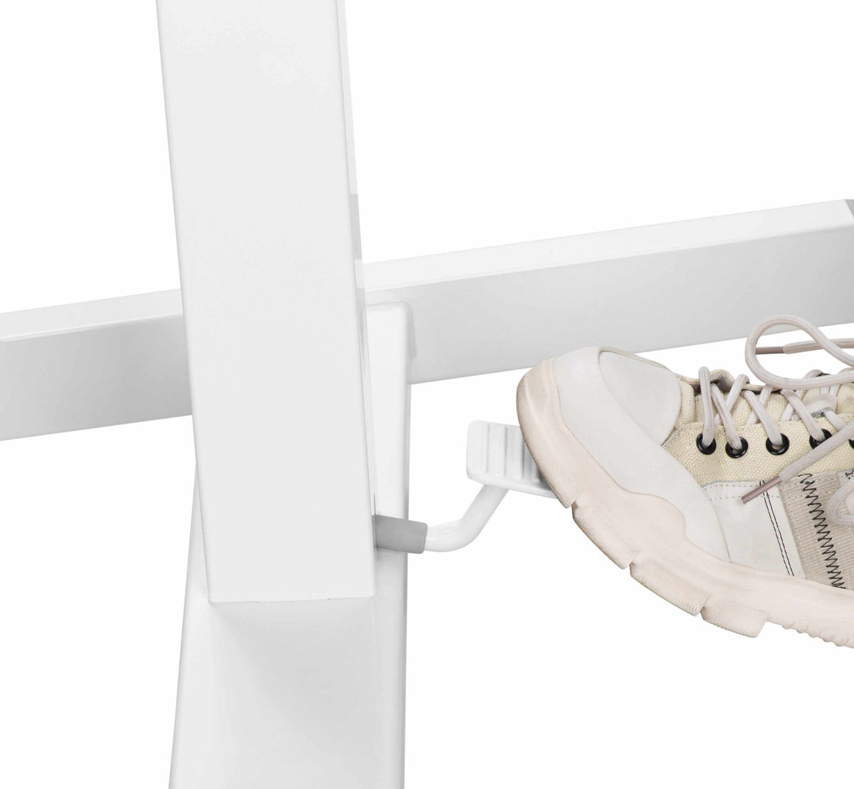 Detail of the underside of the GetUpDesk Tilt desk showing the height lever