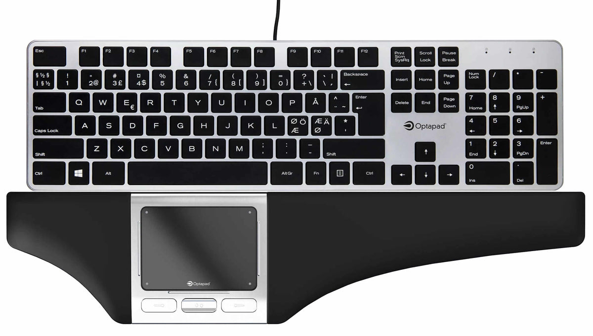 Ergonomic Optapad Original centered touchpad mouse with soft wrist supports for comfortable and efficient computing.