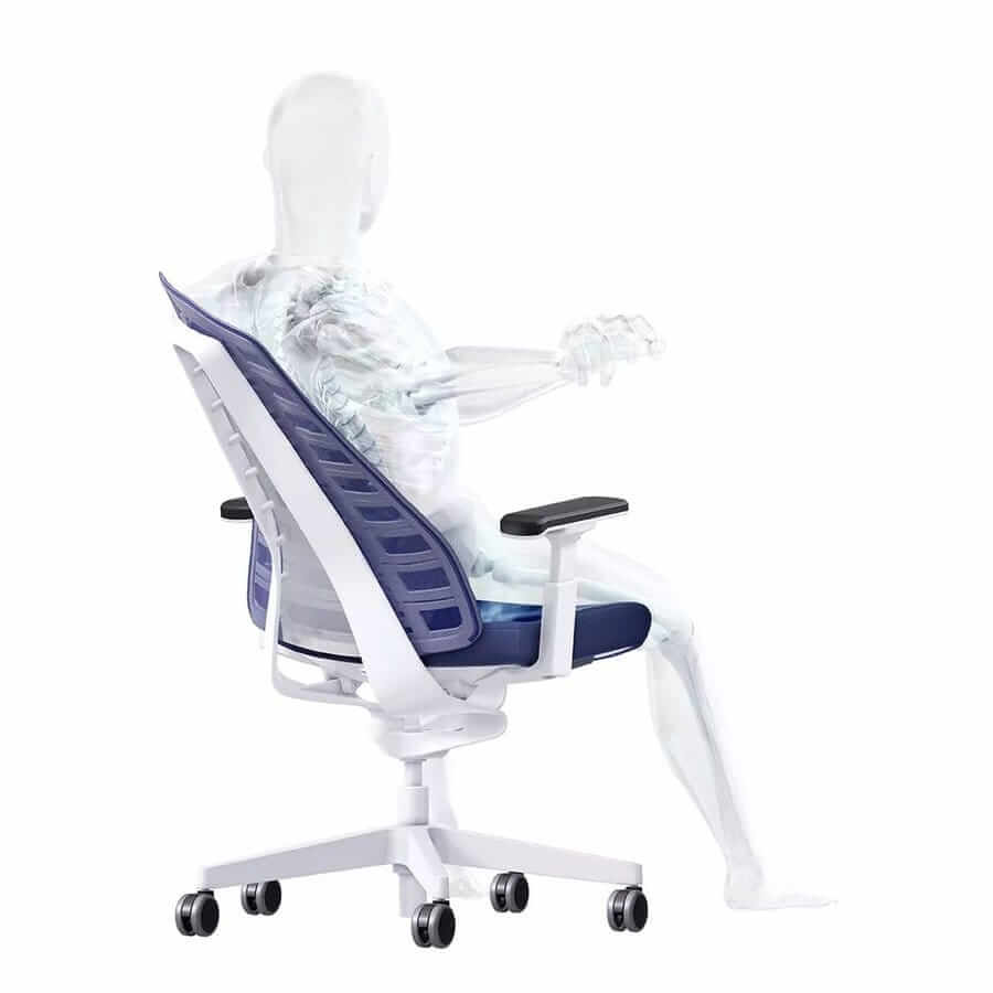 Diagram of a seated figure showing the PUREis3 chair support zones