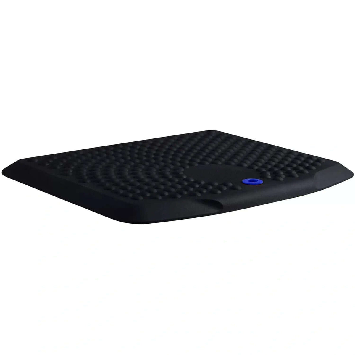 Black ErgoFinland StandMat Boost Soft Workstation Mat with bubble-patterned surface and elastic properties for improved comfort.