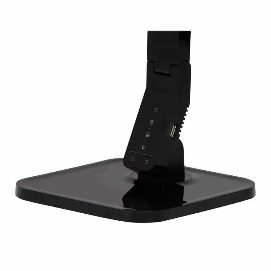 Black Touch LED Desk Lamp base with adjustable support, featuring ergonomic design for efficient lighting and energy savings.