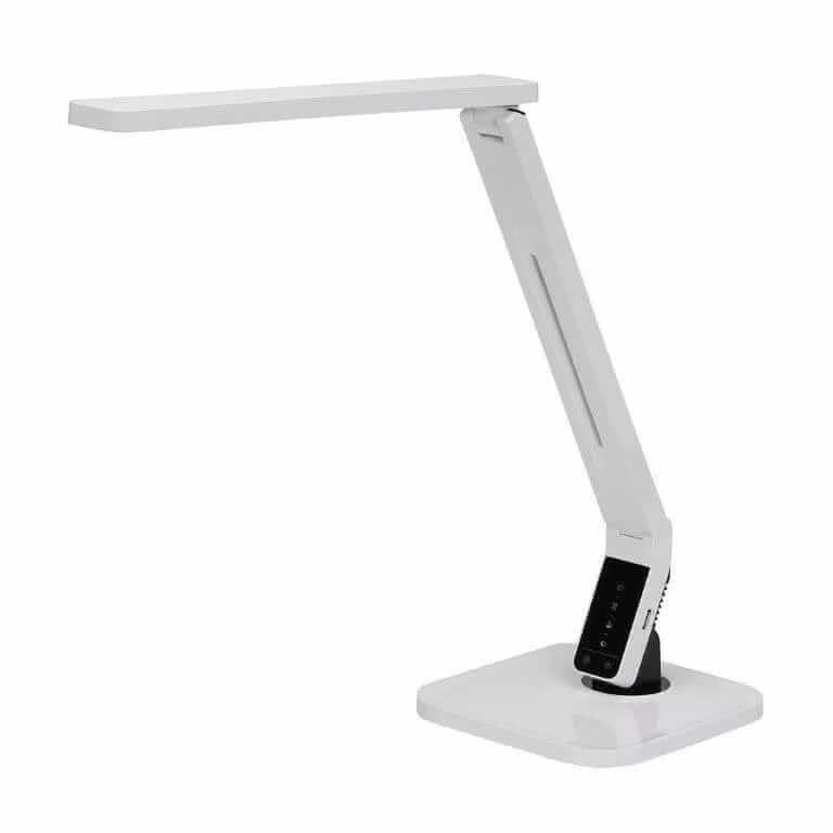White ErgoFinland touch LED desk lamp with adjustable brightness and temperature settings for versatile office lighting.