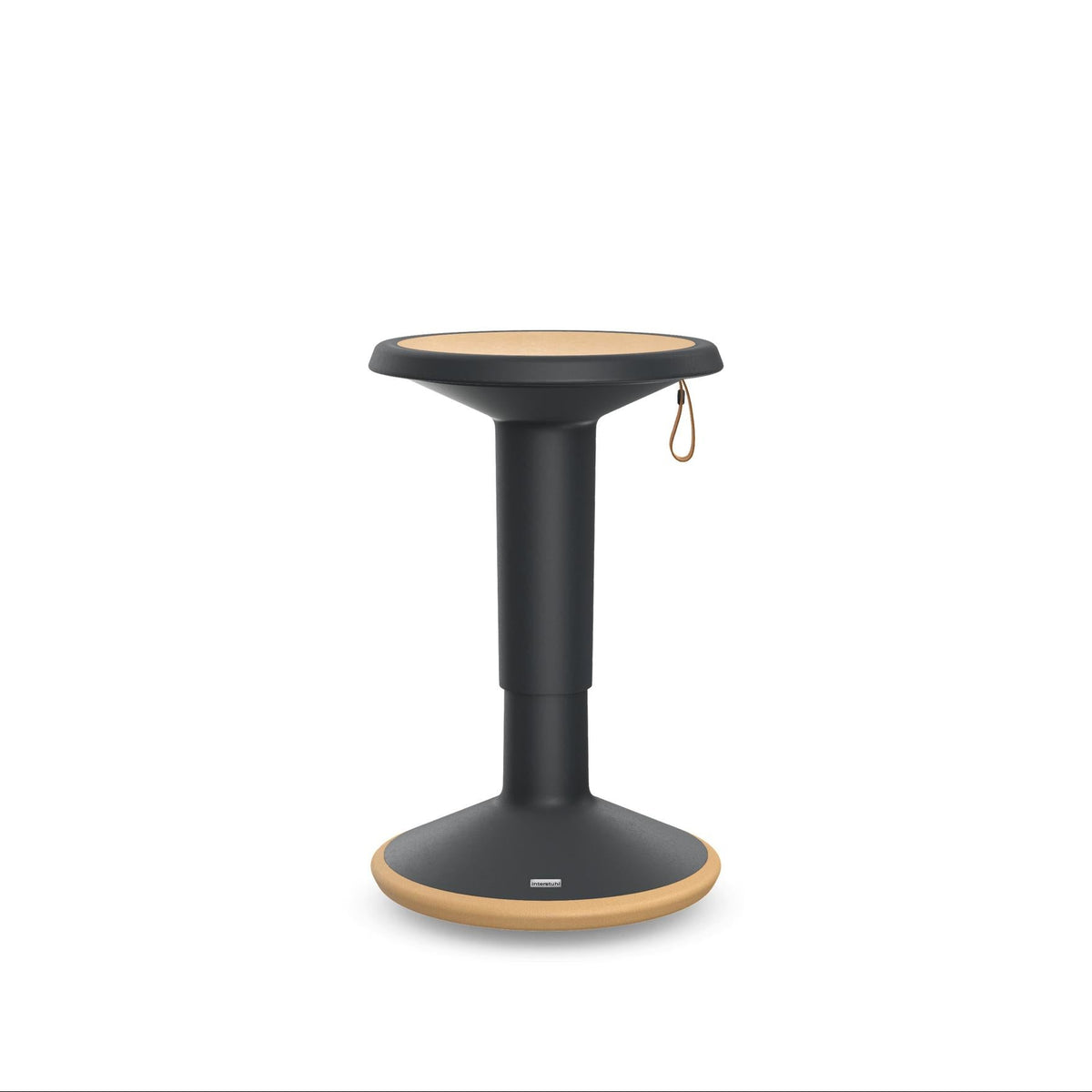 Upis 101 ECO UP stool with cork seat, black-grey frame and leather carry strap
