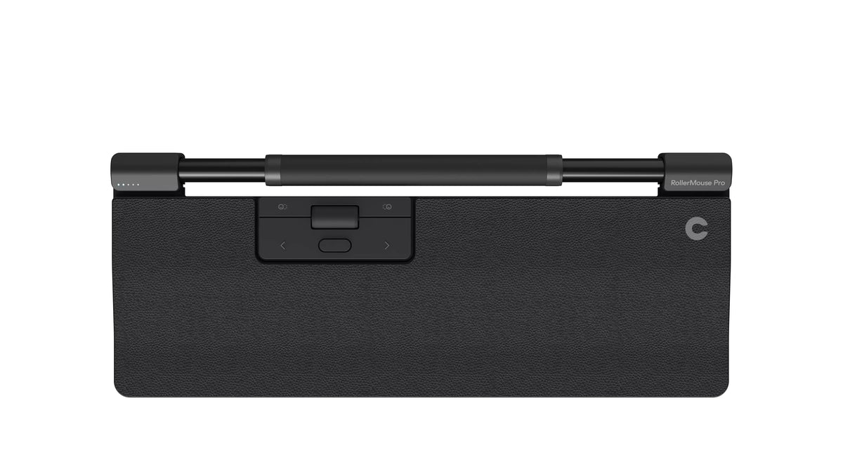 RollerMouse Pro Regular with vegan leather wrist rest, wireless, seen from above