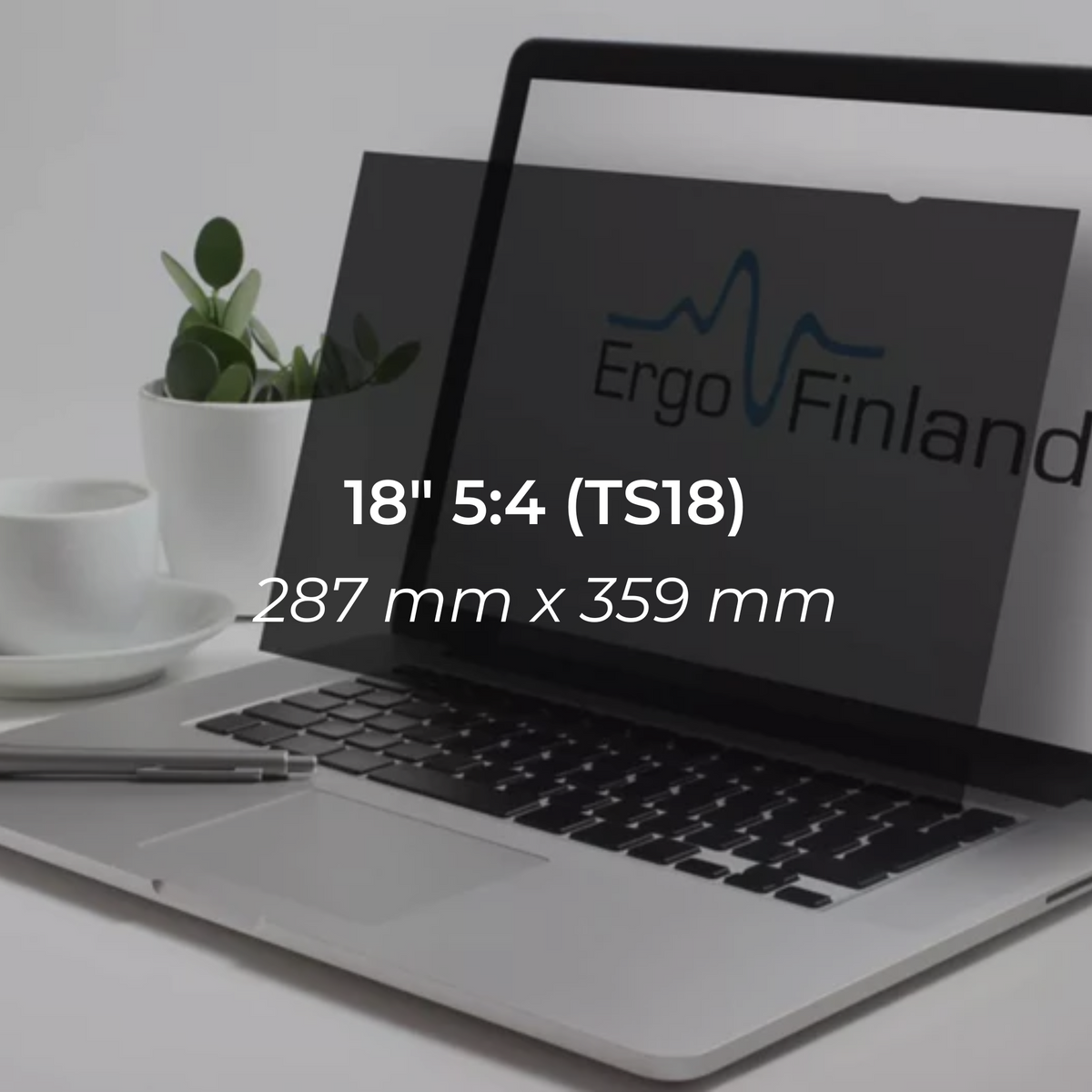 Product graphic for the 18 inch 5:4 privacy filter showing its dimensions