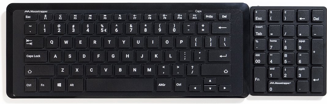 Black numeric keypad shown beside a compact keyboard