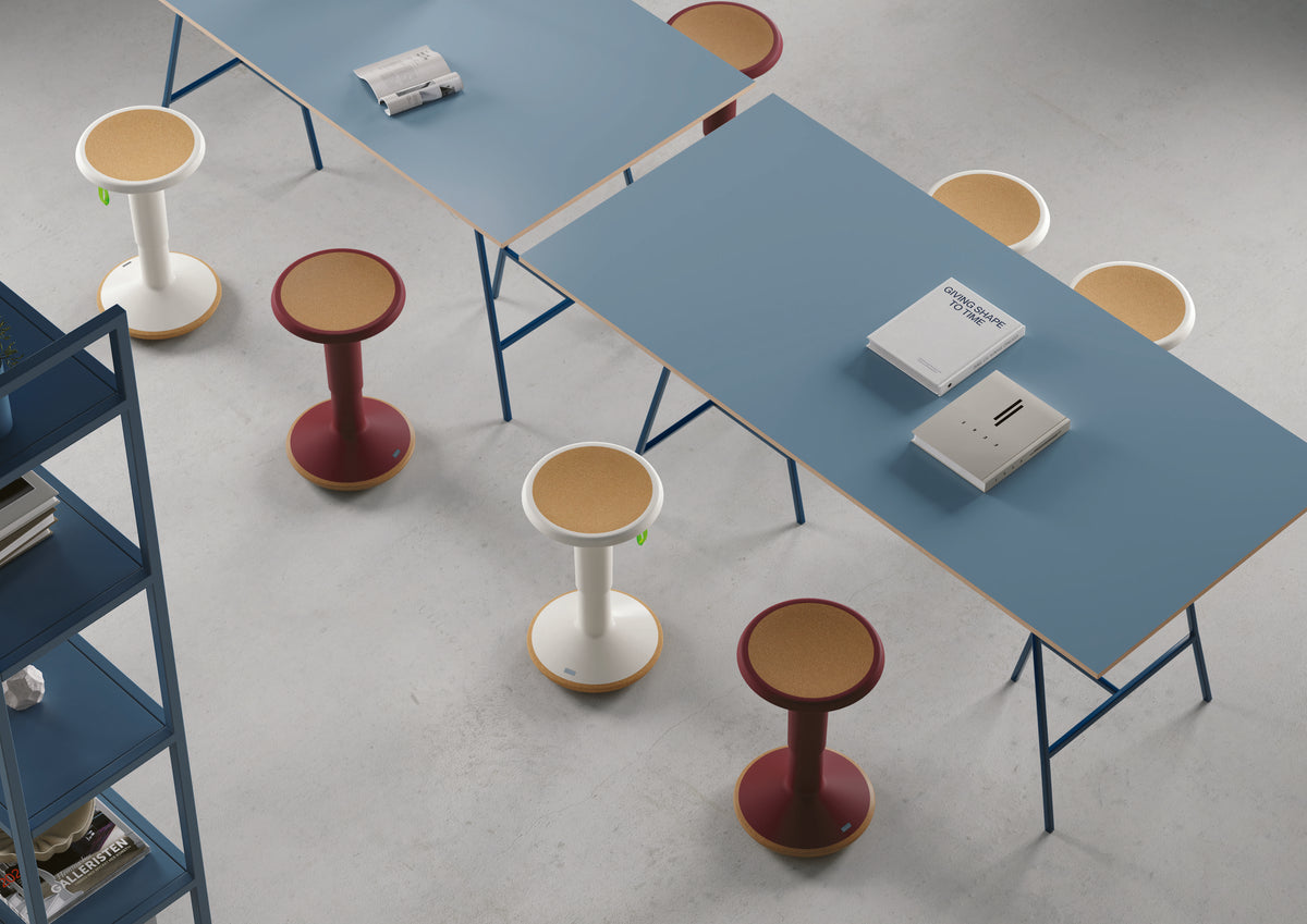 Meeting area seen from above with Upis 101 ECO UP stools around a blue table