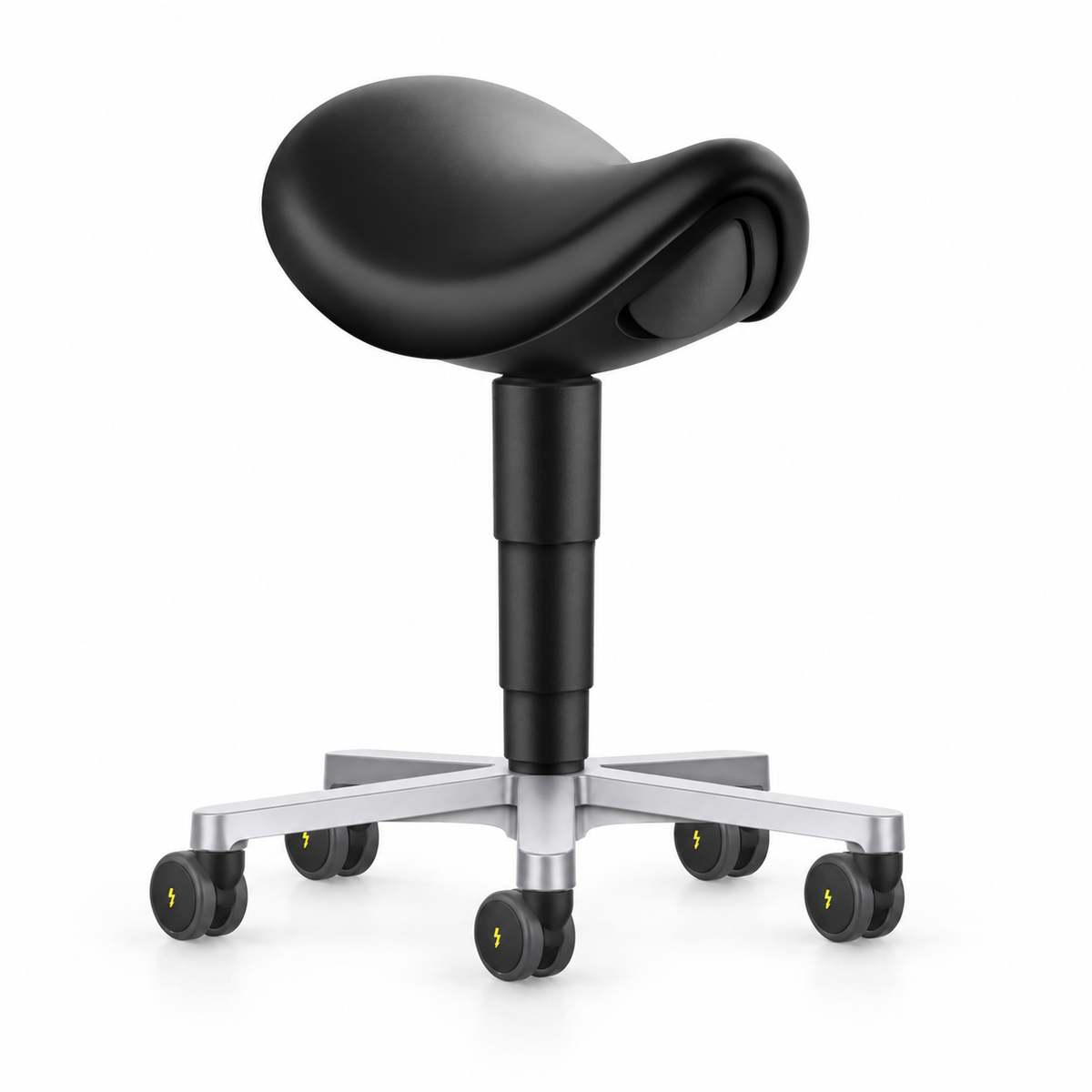 ESD Stool saddle chair, black artificial leather