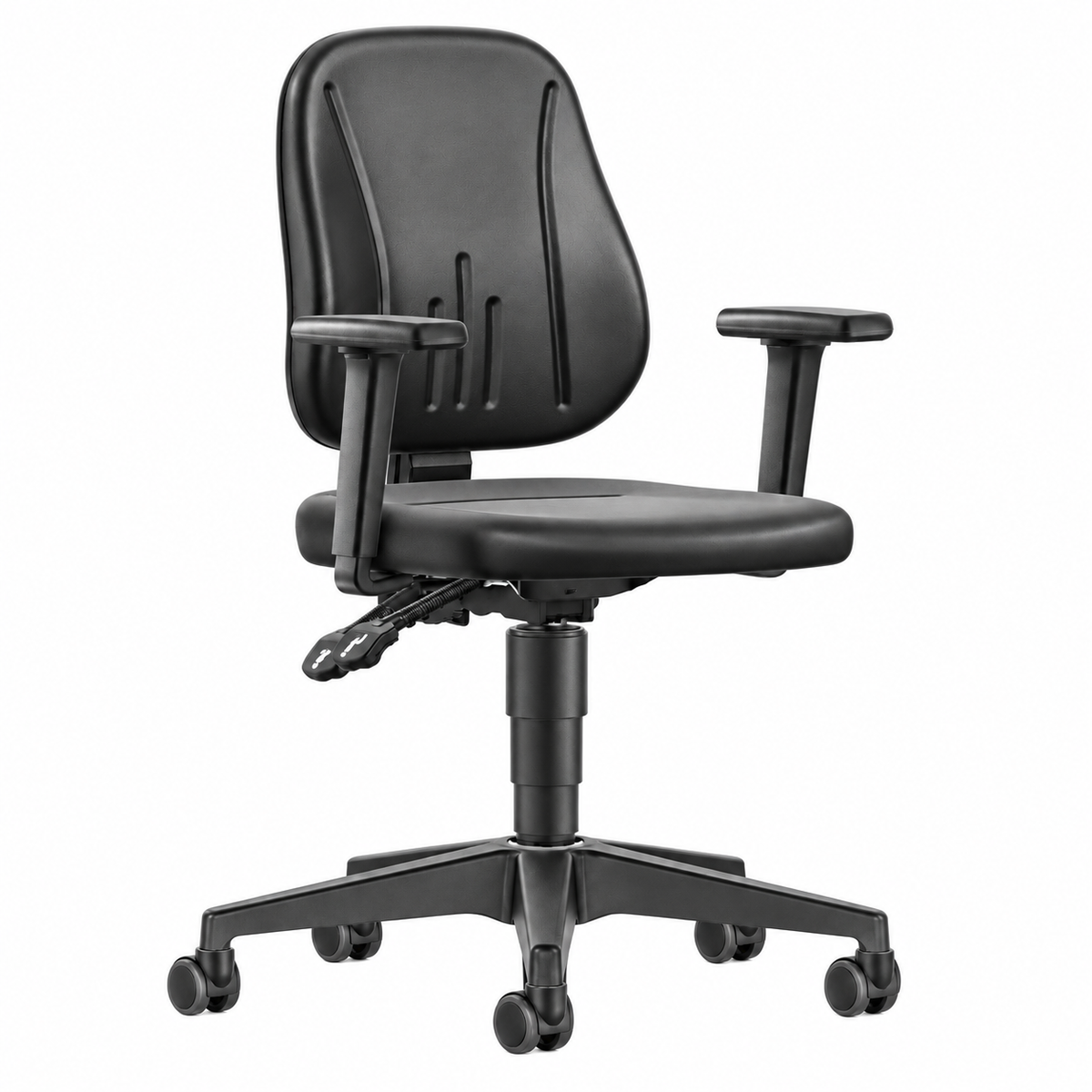 UNITEC 2 work chair, black artificial leather, 4D armrests