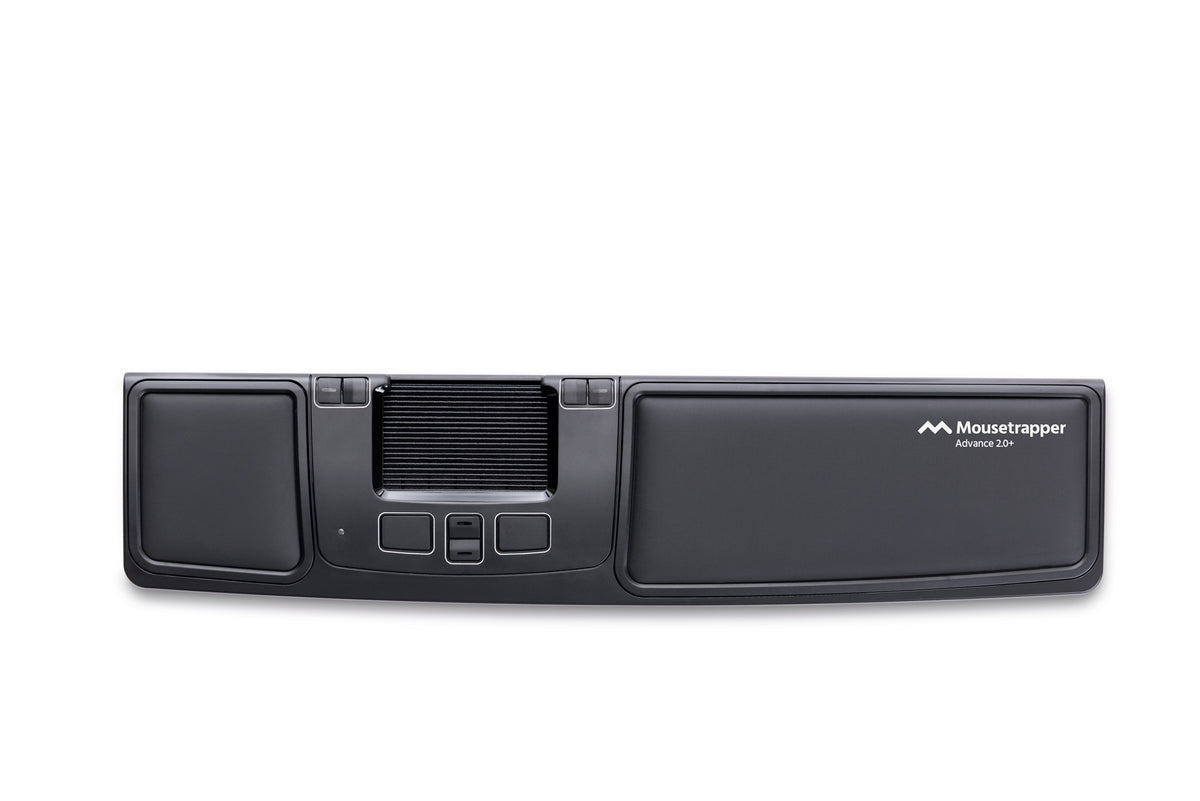 Advance 2.0 Plus central mouse with rollerbar and wrist rest, seen from above