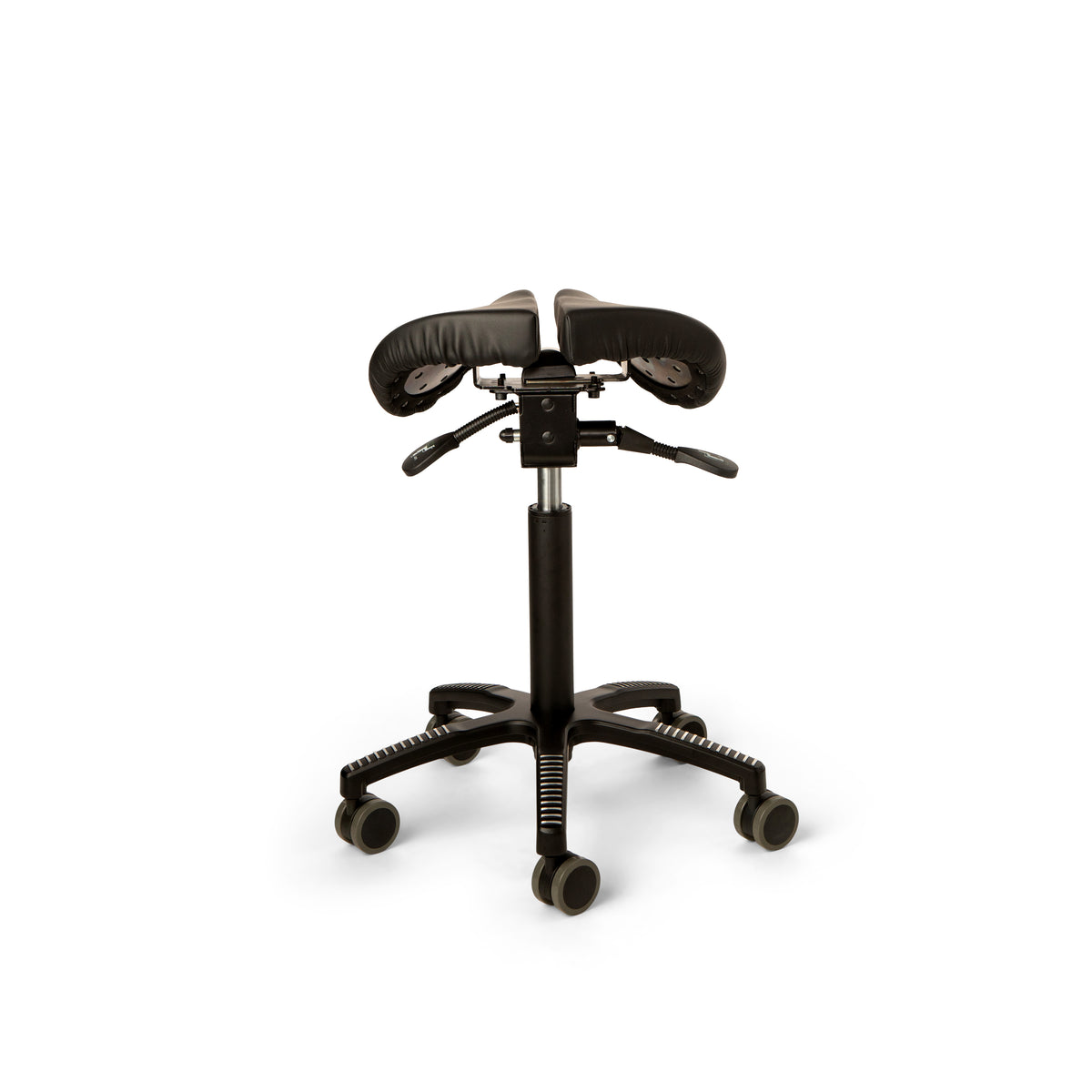 Core Split Tilt saddle chair seen from above showing the two-part saddle seat