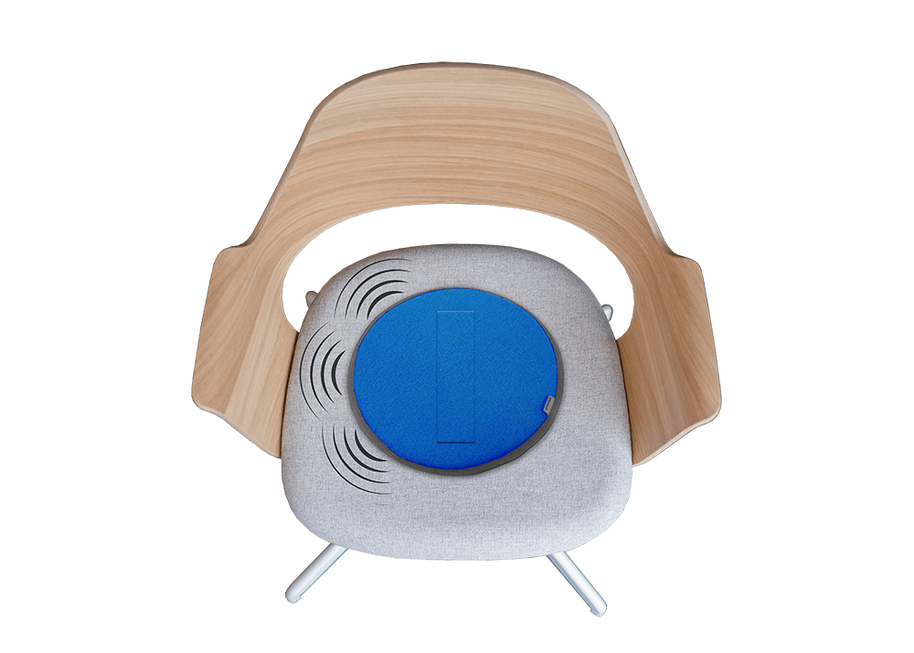 Seat Guard cushion placed on a wooden chair seat