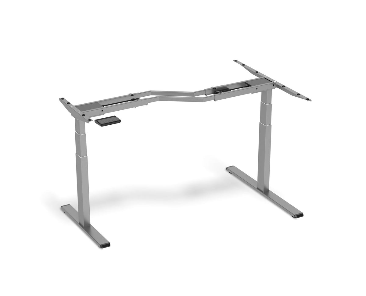 GetUpDesk Duo Z electric desk frame in grey, shown without a table top