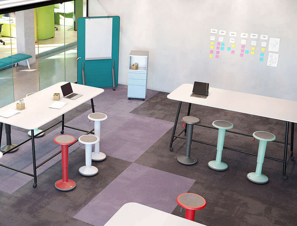 Office with meeting tables and UPis1 active chairs in several colours