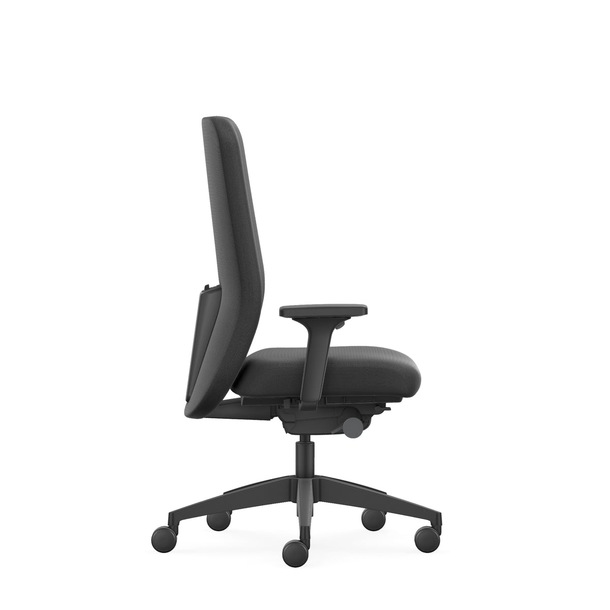 NC160 office chair seen from the side, showing the seat depth and backrest profile