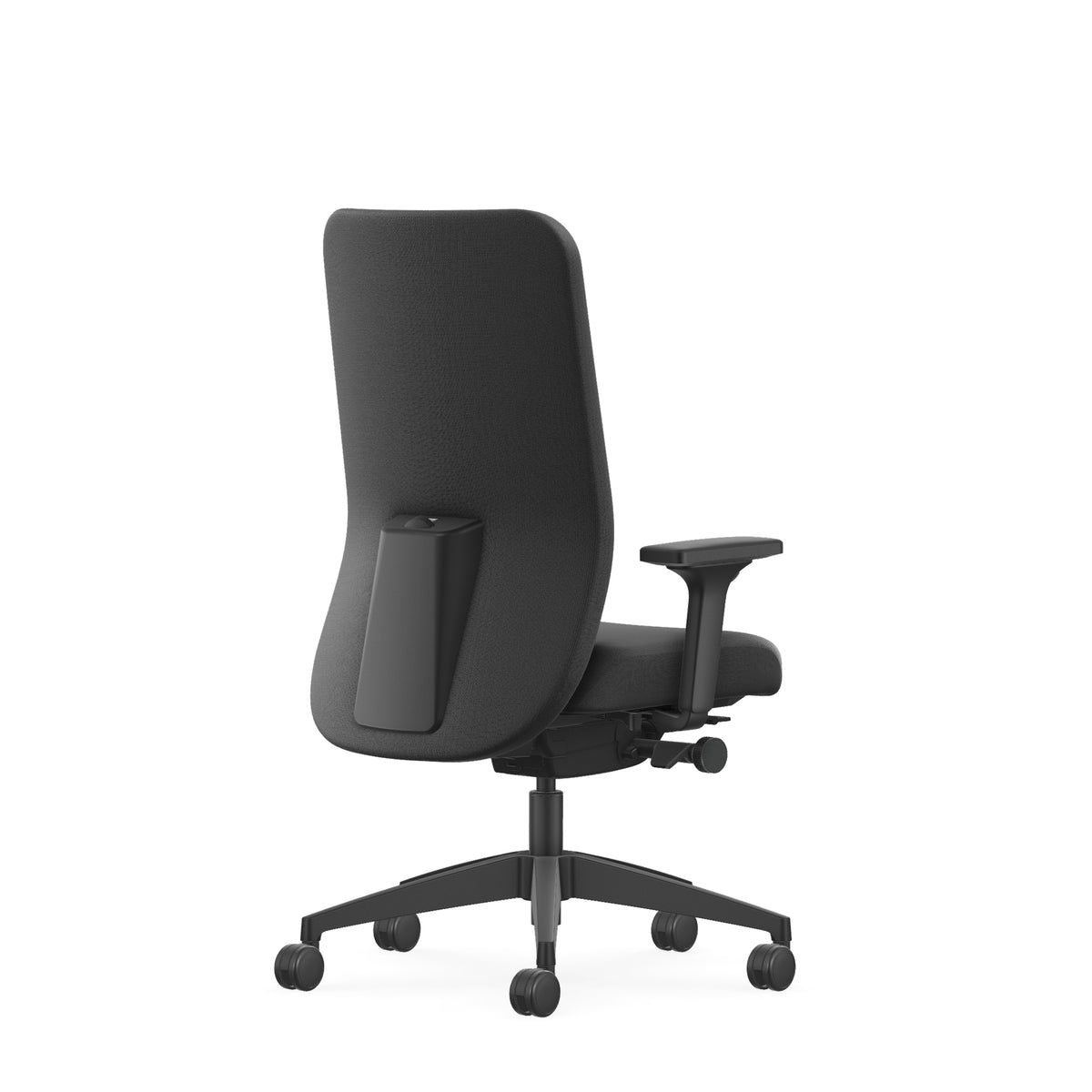 NC160 office chair at an angle from the front, upholstered in dark grey