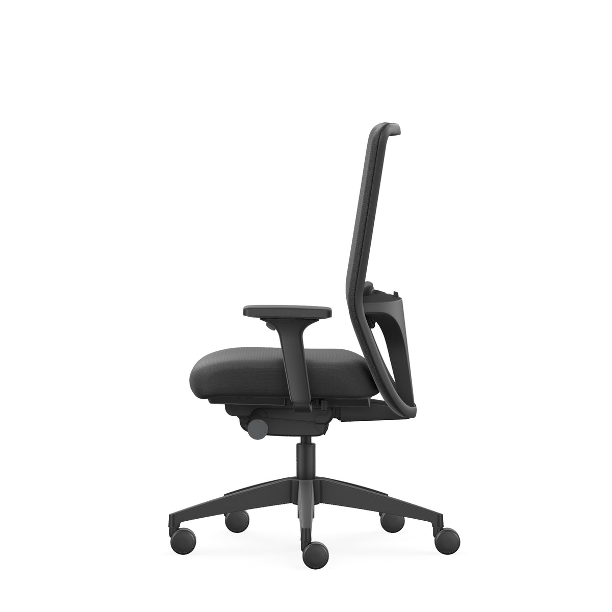 NC260 office chair seen at an angle, with mesh backrest and adjustable armrests