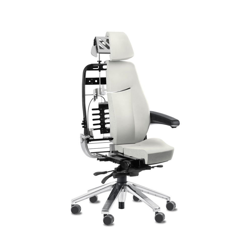 Svenstol S5 24/7 chair in white fabric viewed from the rear