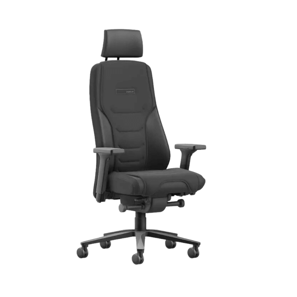 Ergonomic TWENTYFOURis5 control room chair with adjustable headrest and lockable seat, designed for continuous comfort and support.