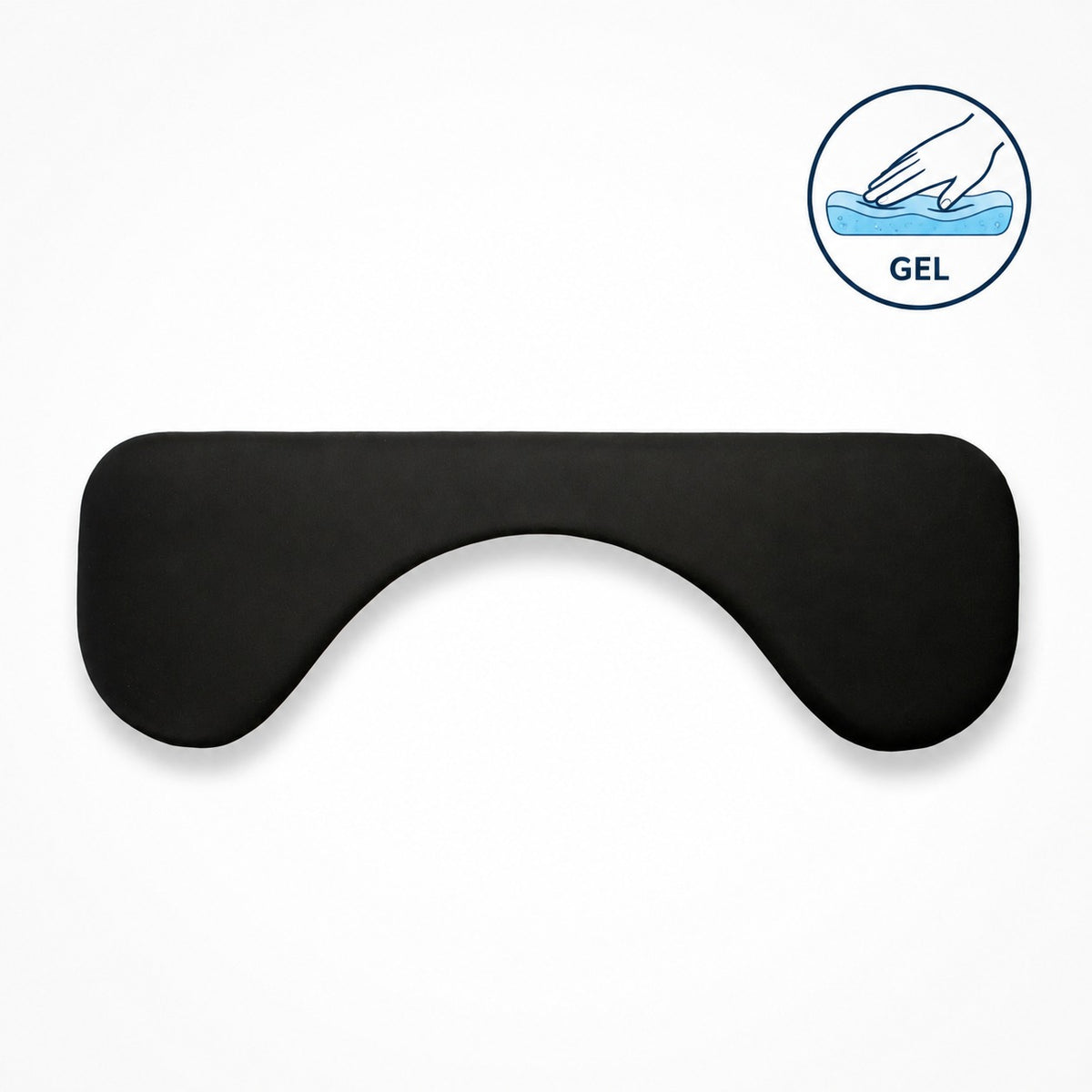 ErgoFinland GelComfort symmetric arm support, 67 cm black artificial leather pad, seen from above