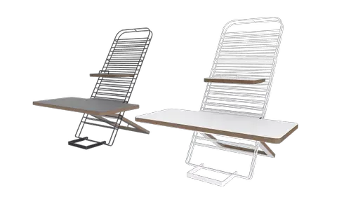 Stylish grey Mousetrapper Standfriend for ergonomic sit-stand work positions, enhancing comfort and productivity.