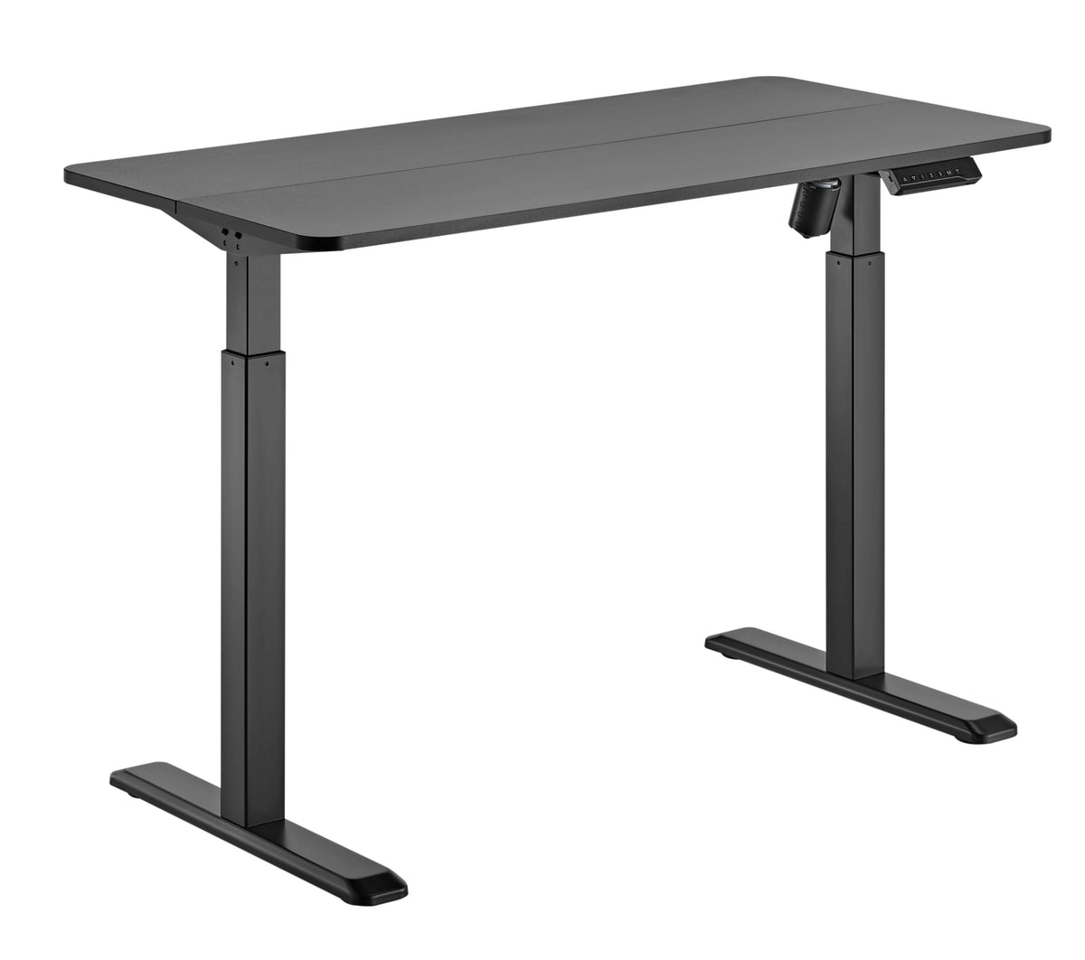 GetUpDesk Elite electric height-adjustable desk in black, viewed at an angle