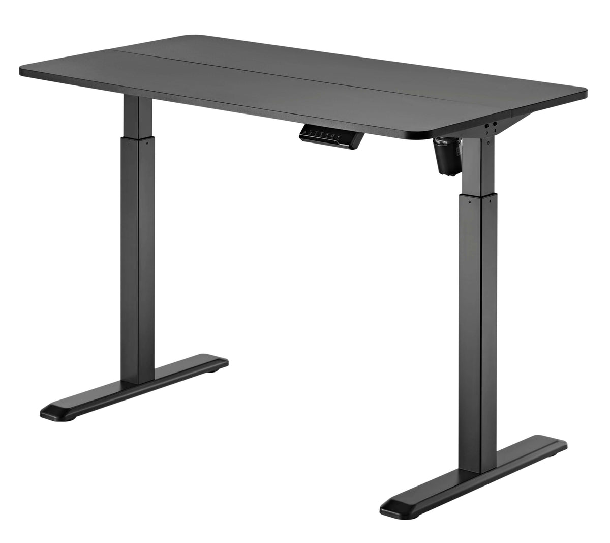 GetUpDesk Elite black electric standing desk from the opposite angle, showing the control panel