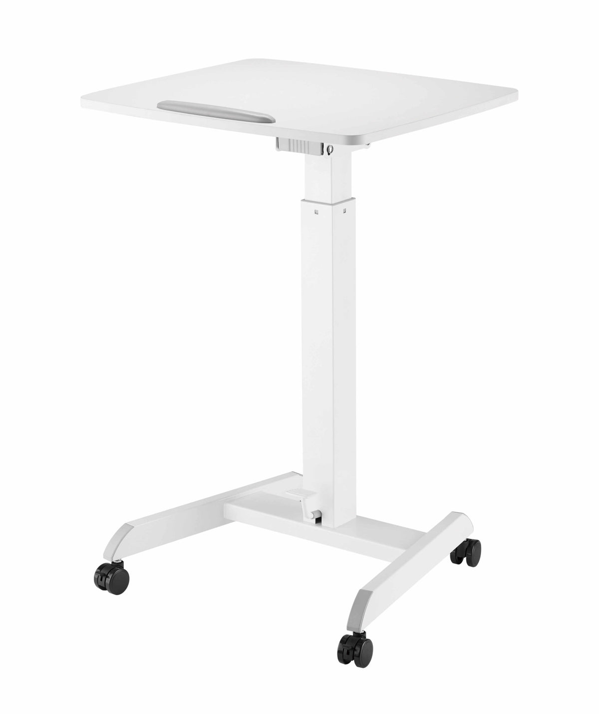 GetUpDesk Tilt adjustable desk viewed at an angle with the top raised