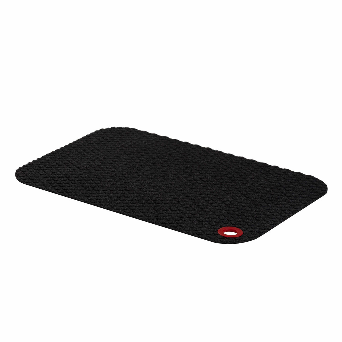 StandMat Textile fabric-covered workstation mat for active standing and back support in offices and homes