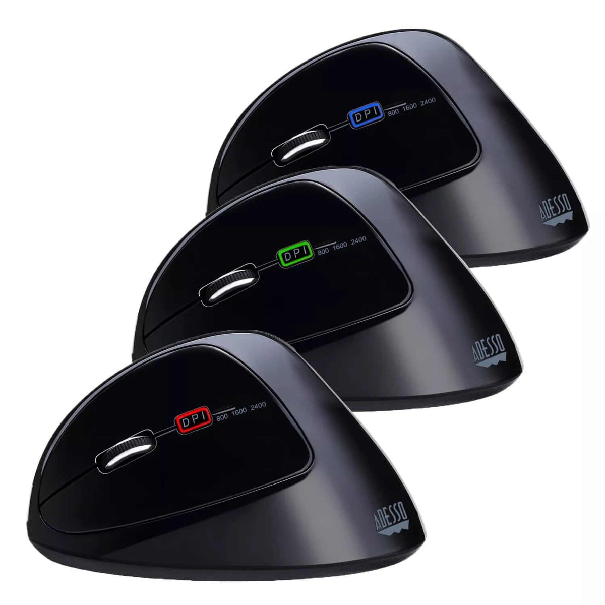 Ergonomic iMouse E70 wireless vertical mouse, programmable buttons, three color DPI indicator options for enhanced usability.